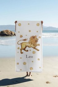 Resim Dijital Baskı Plaj Deniz Havlusu Aslan Burcu Desenli Peştamal HVL0035 