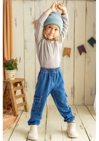Resim Oliven The Kid Oliventhekid Unisex Kot Kargo Pantolon Mavi Mavi 