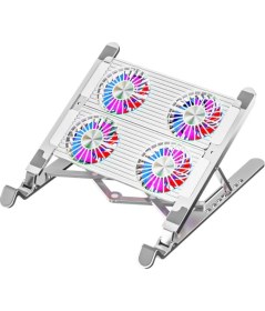 Resim Coofbe LED Işıklı Yükseklik Ayarlı Katlanabilir 4 Fanlı Notebook Laptop Soğutucu Turbo Fan Laptop Standı 