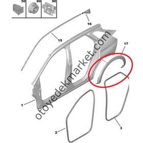 Resim Peugeot 3008 (2016-2023) Sağ Arka Çamurluk Bakalit Dodiği (Orijinal) 