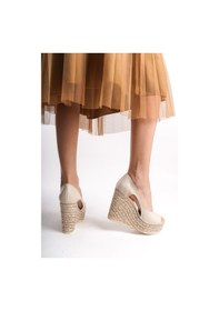 Resim Asmi Shoes Kadın Belon Bej 11 Cm Platformlu Dolgu Topuklu Ayakkabı Bej Bej 