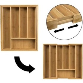 Resim Bambu Çekmece İçi Kaşıklık - Kaşık Çatal Bıçak Düzenleyici Bambu 