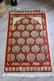 Resim Turuncu Renkli Ipeksi Keseli Seccade Seti S1001 Turuncu Çok Renkli 