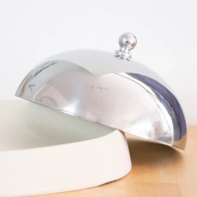 Resim Paslanmaz Çelik Tatlı Pasta Meyve Sunum Fanus – 16 cm 