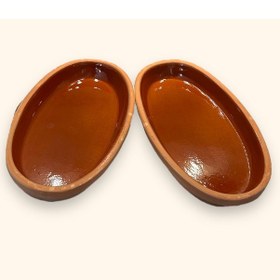 Resim 2'li Toprak Sırlı Oval Balık Güveci Pişirme Tavası 30x15x4 Toprak 