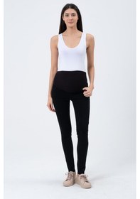 Resim Busa Hamile Esnek Karın Bantlı Beli Ayarlanabilir Skinny Kot Pantolon Siyah-siyah 