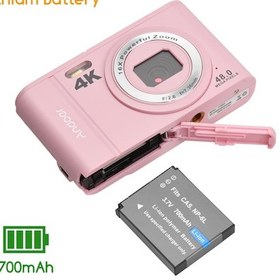 Resim Geeksen 4k Dijital Kamera Taşınabilir Selfie Kamerası 128 Gb Bellek Pembe 