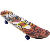 Resim Kaykay 76 CM 4 Tekerlekli Kaykay Büyük Boy Ahşap Kaplan Çok Renkli 