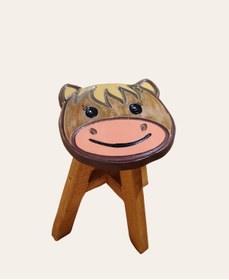 Resim Sevimli Sıpa Ahşap El Yapımı Çocuk Taburesi 