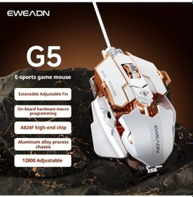 Resim Meridiangoods Eweadn G5 Usb Kablolu Sesli Oyun Mouse 8 Butonlu Macro Fonksiyonlu Kuyruk Ayarlı Bule - 