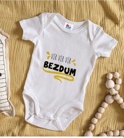 Resim Bk Kids Bezdum Tasarımlı Beyaz Bebek Body Zıbın-5 Çok Renkli 