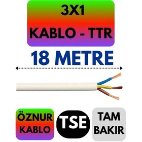 Resim Öznur 3x1 Ttr Kablo Beyaz Metre Seçenekli - 18 Metre 