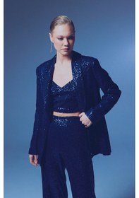 Resim Sateen Payetli Salaş Ceket - Lacivert-135347 Lacivert 