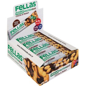 Resim FELLAS Vegan Protein Bar Yer Fıstığı ve Kakaolu 40g x 12 Adet 