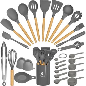 Resim Valletta Verrazano Isıya Dayanıklı Yanmaz Yapışmaz 28 Parça Silikon Spatula Mutfak Seti Gri 