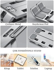 Resim Laptop Yükseltici Stand Ayarlanabilir Macbook Notebook Tablet Altlık Metal Dizüstü Bilgisayar Tutucu 