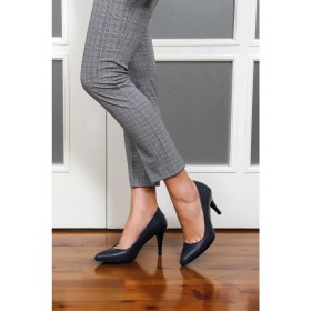 Resim Gönderi(r) Kadın Lacivert Sivri Burun İnce Topuklu Hakiki Deri Stiletto 