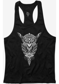 Resim Bluu Owl Fitness Gym Tank Top Sporcu Atleti Siyah 