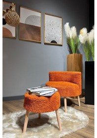 Resim Berlin Çay Seti Kiremit Rengi Berjer Ve Puf Takımı Salon, Ofis, Balkon - 2'li Takım 