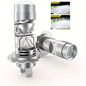 Resim 2x H7 16000LM 400W LED Far Ampulleri Canbus Lens Araba Motosiklet için 6500K Beyaz Lambalar Yüksek/Düşük Işın, Pil Olmadan 