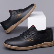 Resim Erkek Casual Slip-On Sneakers, Hafif Yumuşak Taban Sürüş Ayakkabıları, Rastgele Desenli Çok Yönlü Moda Tahta Ayakkabıları, Düşük Top Tasarım, TPR Taban, Kumaş İç Taban ve Üst 