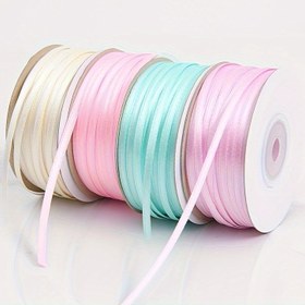 Resim 3mm Çift Taraflı Saten Polyester Kurdele, Çeşitli Renkler (Beyaz, Kırmızı, Siyah, Pembe, Altın, Şampanya, Gri, Mavi) DIY El Sanatları, Saç Aksesuarları, Yer İmleri, Hediye Paketleme ve Dekoratif Aksanlar için 