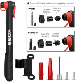 Resim Kobb Kb21 87 Psı Bisiklet Lastik Şişirme Taşınabilir Mini El Pompası + Bisiklet Montaj Aparatı 