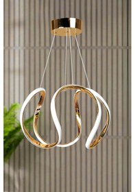 Resim Deluxe Model Gold Kaplama Metal Salon Mutfak Oturma Yatak Odası Modern Led Beyaz Işık Avize Gold 