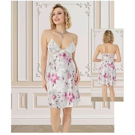 Resim Hotflirt Bayan Çiçekli Gecelik 2957 Ekru 