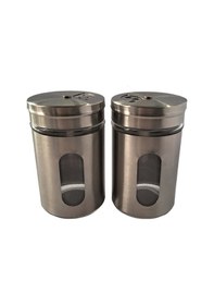 Resim Paslanmaz Çelik Ve Cam Baharatlık Tuzluk Karabiberlik Seti 2'li 