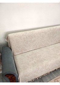 Resim Pamuklu Kaymaz Alaca Koltuk-çekyat Örtüsü 170x220 -bej Bej 