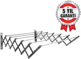 Resim 60 CM - 6 Çubuk Akordiyon Paslanmaz Katlanır Çamaşırlık - EV İÇİ - BALKON - OTEL - PRATİK ASKILIK 