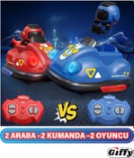 Resim giffy Oyuncak Uzaktan Kumandalı Çarpışan Arabalar 2 Kişilik Oyun Şarjlı Led Işık Drift Baba-Oğul Aktivite 