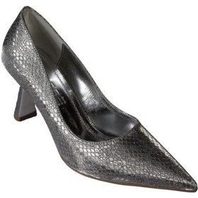 Resim Yazkış Kadın Platin Gümüş Parlak Petek Kumaş 7cm Kadeh Topuk Sivri Burun Stiletto Ayakkabı Platin 