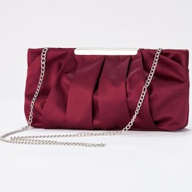 Resim SHUBBAGS Bordo Zincir Askılı Pileli Saten Kadın Clutch 