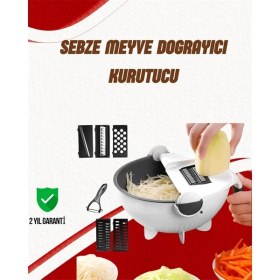 Resim Pileli Store Süzgeçli Çok Fonksiyonlu Döner Rende ve Doğrayıcı 