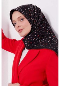 Resim Levidor Twill İpek Eşarp Mix Siyah-kırmızı 