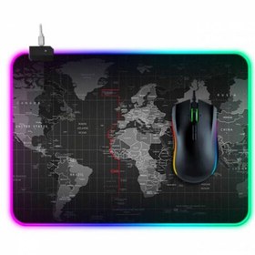 Resim Polham RGB Işıklı Mouse Pad, 14 Işık Modlu Kaymaz Tabanlı Kauçuk Kumaş Mouse Pad 300*250*4MM 