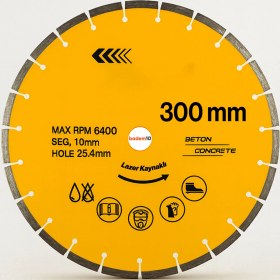Resim 300 mm Lazer Kaynaklı Beton Kesme Testeresi Diski Beton Asfalt Tuğla Parke Fayans Elmas Kesim Disk 