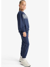 Resim Defacto Kız Çocuk 2li Takım Baskılı Sweatshirt Eşofman Altı E6416a825aunv256 Lacivert 