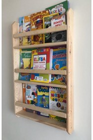 Resim OlcayAksesuar Doğal Ahşap Rengi Ahşap Montessori Ahşap Duvar Rafı Dekoratif Raf 90 cm 