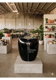 Resim Luna Serisi Siyah Oval Kesim Dekoratif Saksı 