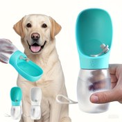 Resim Taşınabilir Köpek Su Şişesi, Dökülmez Kapak ve Kolu ile - Dayanıklı Plastik Seyahat Dostu Pet Su Şişesi, Dış Mekan, Kamp, Yürüyüş için - Teal ve Beyaz Tasarım, Yürüyüş Ekipmanı, Şık Su Şişesi, Kolay Tutuşlu Kolu 