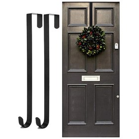 Resim Noel Çelengi Kapı Kancaları, Ön Kapı İçin 2 Adet Metal Kapı Kancası, Çelenk Tutucu 15 İnç Uzunluğunda, 2,2 Cm Genişliğinde 