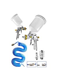 Resim Havalı Üstten Depo 1,3mm Boya Tabancası,Spiral Hava Hortumu 15mt 