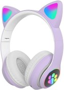 Resim Fuchsia Bluetooth Kulaklık Kablosuz Eğlenceli Işıklı Mikrofonlu Kulak Üstü Bt 5.0 