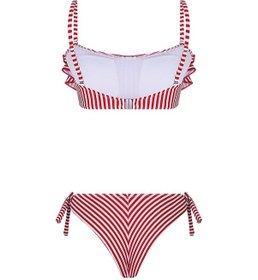 Resim Payee Volanlı Straplez Kırmızı Bikini Takımı Kırmızı 