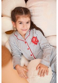 Resim Modadua Pjs 28065 Çocuk Düğmeli Pijama Takım Gri 