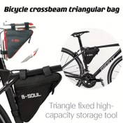 Resim 1pc B-SOUL Üçgen Çerçeveli Bisiklet Çantası, Oxford Kumaşlı Bisiklet Pocu, Yansıtıcı Tasarım, Ayarlanabilir Askı, Düz Zip, Büyük Kapasiteli Bisiklet Aksesuarları için Uygun, Dağ ve Yol Bisikletleri için Uygun, Cadılar Bayramı, Şükran Günü, Noel için Hediyelik 