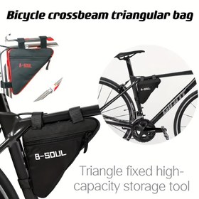 Resim 1pc B-SOUL Üçgen Çerçeveli Bisiklet Çantası, Oxford Kumaşlı Bisiklet Pocu, Yansıtıcı Tasarım, Ayarlanabilir Askı, Düz Zip, Büyük Kapasiteli Bisiklet Aksesuarları için Uygun, Dağ ve Yol Bisikletleri için Uygun, Cadılar Bayramı, Şükran Günü, Noel için Hediyelik 